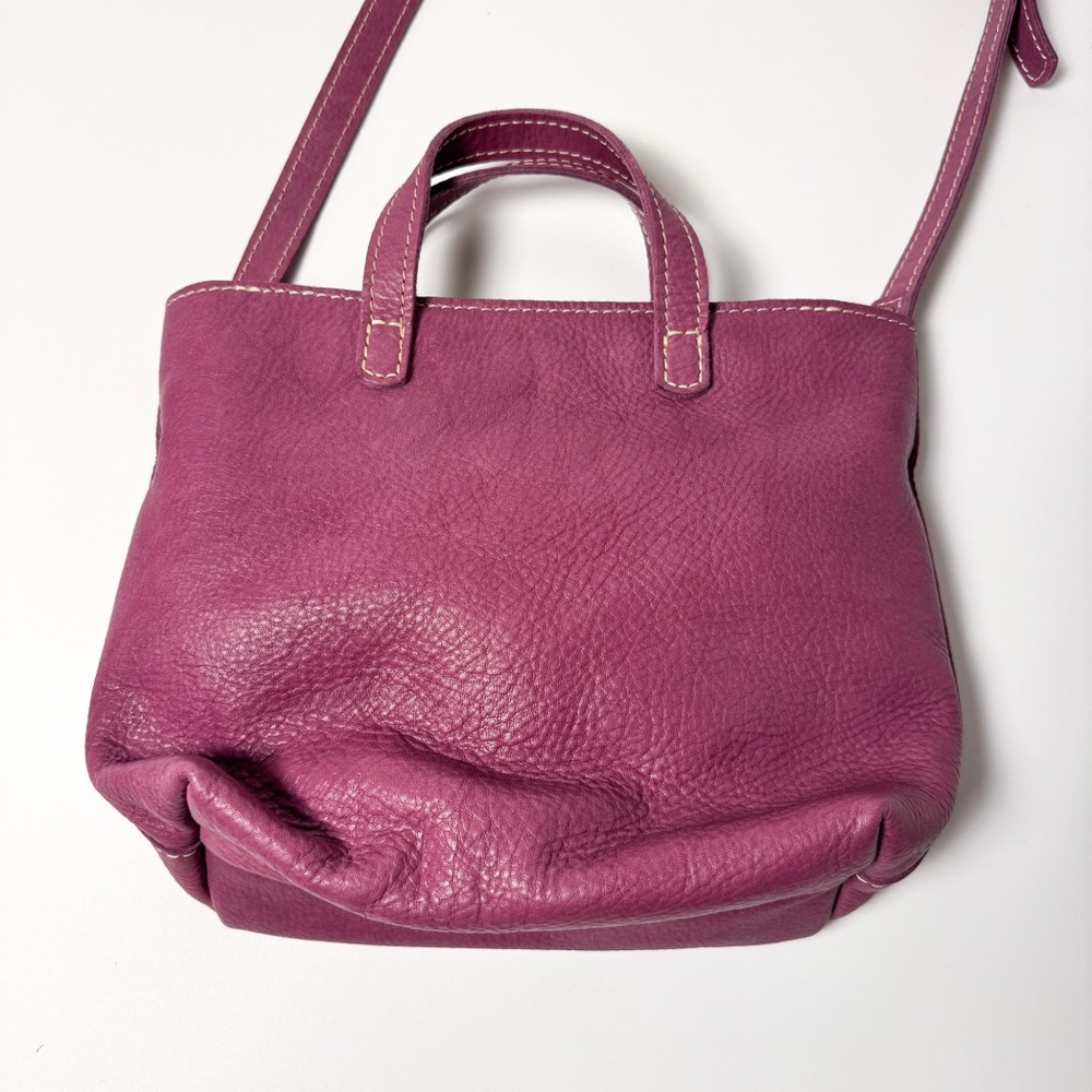 Portland Leather Goods Purple Mulberry Zipper Leather Mini Tote Crossbody Bag - Picture 6 of 8